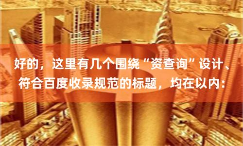 好的,这里有几个围绕“资查询”设计、符合百度收录规范的标题,均在以内: